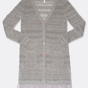 Matilda Jane Gray Cardigan with Colorful Buttons size L